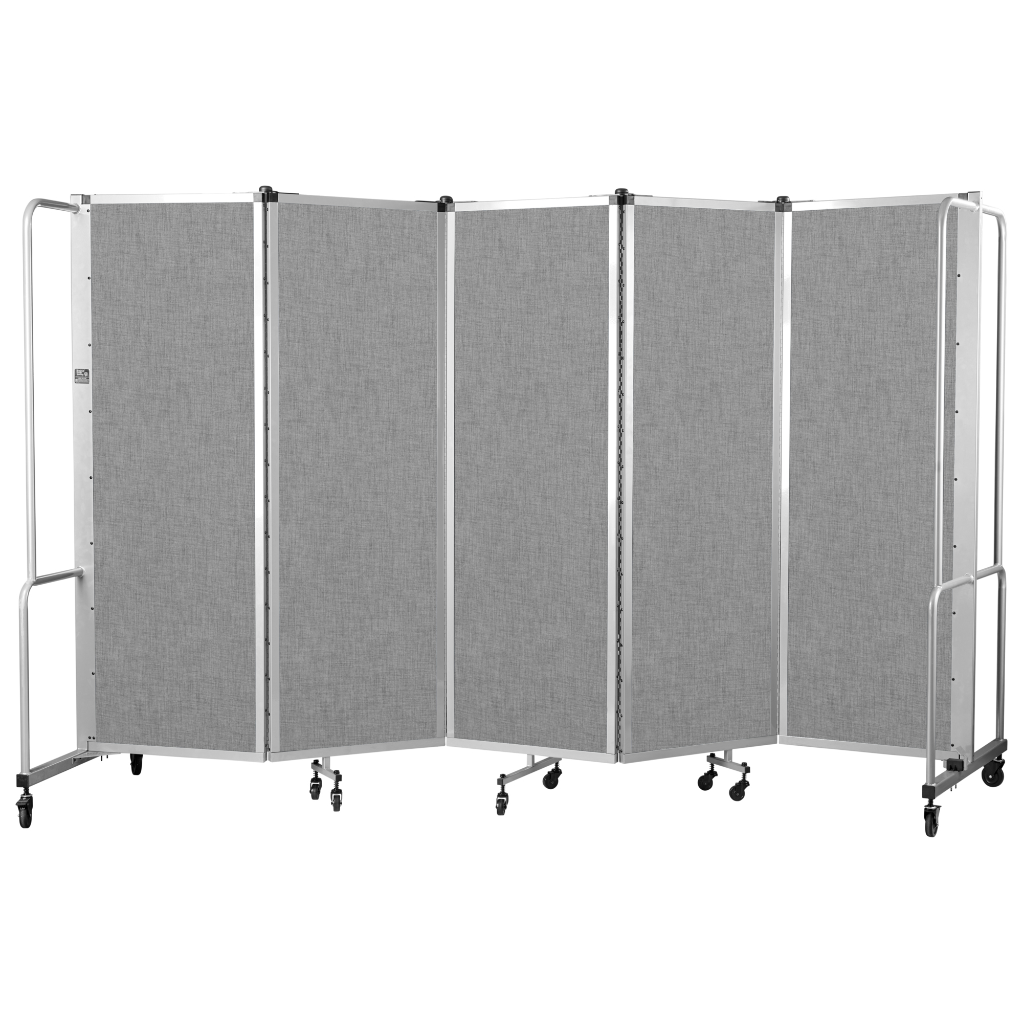 National Public Seating, Room Divider, 6ft.HT,5 Grey PET Panels,Grey Frame, Material PET, Height 72 in, Width 27 in, Model# RDG6-5PT02